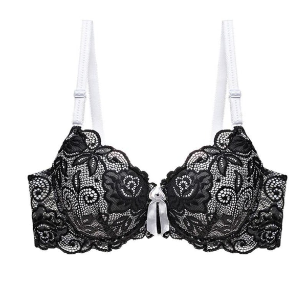 Plus Size Spets BH för kvinnor Bralette Underkläder Sexiga underkläder Push Up Justerbar BH Black 85B