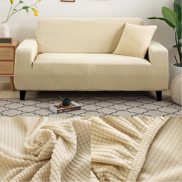 Tykt sofabetræk Jacquard ensfarvet trykt sofabetræk til stue sofabetræk hjørnesofa betræk L form Black 1-seater(90-130cm)