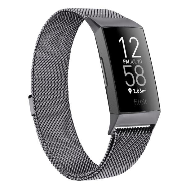 Magnetisk Milanese rem i metal til Fitbit Charge 4 3 udskiftningsarmbånd urrem til Fitbit Charge 3 SE rem mænd kvinder Gray Size S