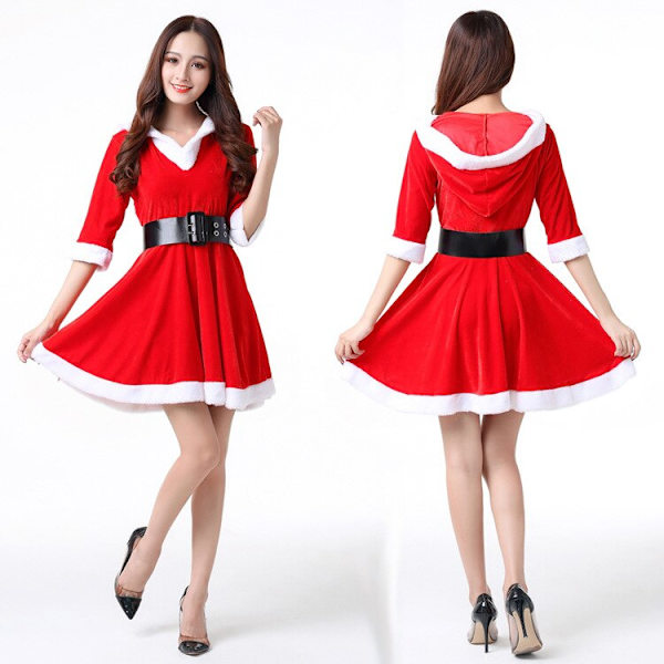 Julekjole Sexy Kvinner Julenisse Kostyme Fancy Kjole Sexy Cosplay Kostyme Party Kjole Røde Fløyelskjoler model 11