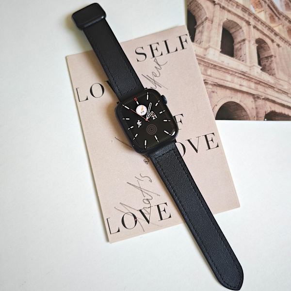Klockarmband för Apple Watch iWatch 22MM högkvalitativt första lager läder svart