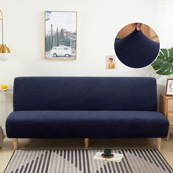 15 färger Polar fleece bäddsoffa cover Armlös hopfällbar soffa Bänk Slipcover Bäddsoffa överdrag X/Z/D Storlek För Hem Hotell Blue X  120-155cm