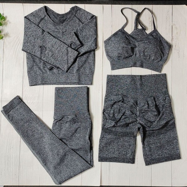 Set Fitness Sexiga sportkläder för kvinnor Grey set M