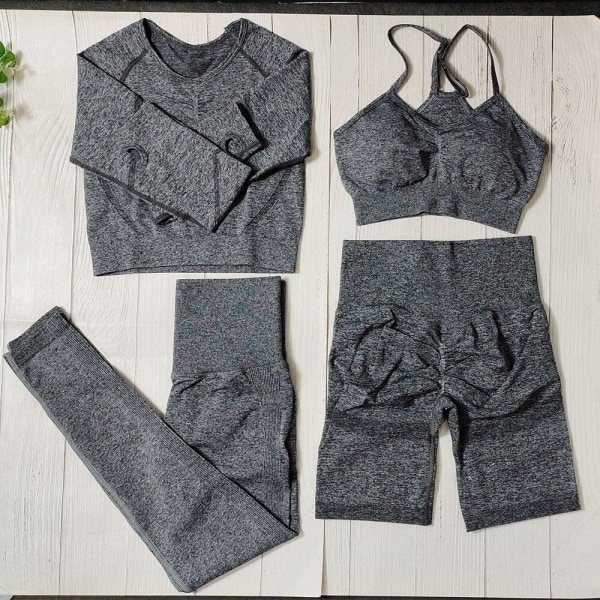 Yoga Sæt Fitness Tøj Sexet Sportstøj Til Kvinder Black 3Pcs set L