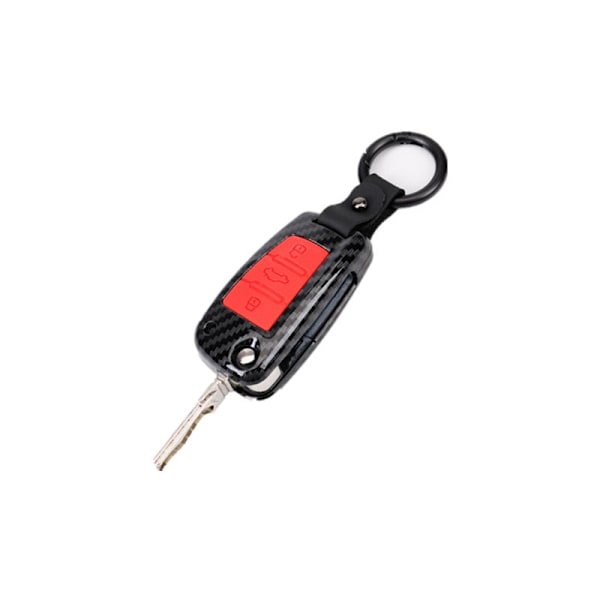 ABS Kulfiber Silikone Bilnøgle Cover Beskyttelsesetui til A3 A4 A5 C5 C6 8L 8P B6 B7 B8 C6 RS3 Q3 Q7 TT 8L 8V S3 Nøglering Red