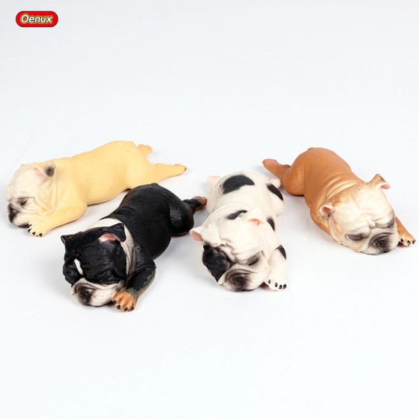Oenux Dejlige Fransk Bulldog Dyr Sød Hvalp Sovende Dovne Hund Actionfigurer Model Figur PVC Boligindretning Uddannelseslegetøj without box6