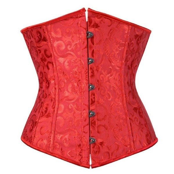 Dam Gotisk Sexig Satin Underbyst Korsett Bustier Midja Cincher Bantning Kroppsformare Corselete Underkläder Plus Size Party Klubbkläder 9427 Red XL