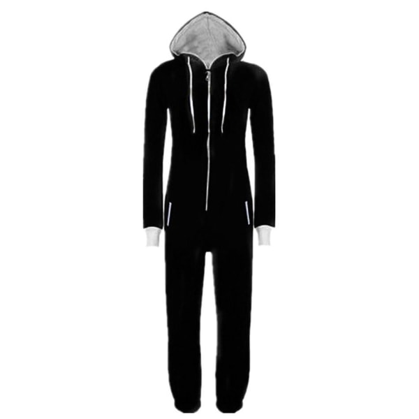 Unisex Dame Herre Voksen Pyjamas Sportstøj Onesi Jumpsuit Nattøj Black L