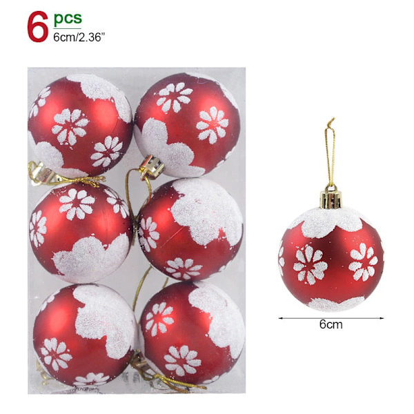 1 eske Julekuler Juletrepynt Julekule Xmas Hengende Treanheng Hjemmefestdekor 2023 Nyttårsgave Noel Navidad 6pcs 6cm-C as picture