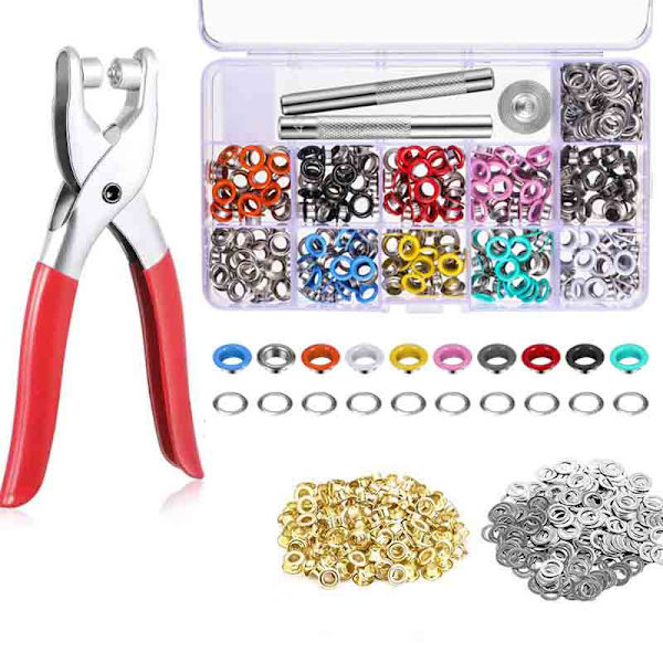 540 Sarjaa 5mm Metallinen Purjerenkaan Niitti Aluslevyllä Nahkatyö Korjaus Purjerenkaat Pyöreät Silmukat Vaatteille Kengille Laukulle Nahkatöille DIY 300pcs 10 colors