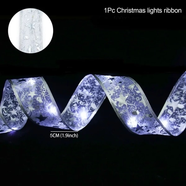 Jouluinen nauhavaloketju Hyvää Joulua Koristeet Kotiin 2023 Joulukoriste Joululahjat Uusi Vuosi 2024 Silver white light 2M 20LED