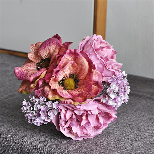 Nordisk pæon buket anemone bryllup brudebuket silke kunstige blomster DIY scrapbook flores artificiales rumindretning White