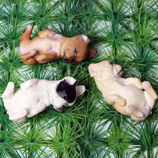 Oenux Bedårande Fransk Bulldog Djur Söt Valp Sovande Lat Hund Actionfigurer Modell Figurin PVC Heminredning Leksak för Utbildning without box3