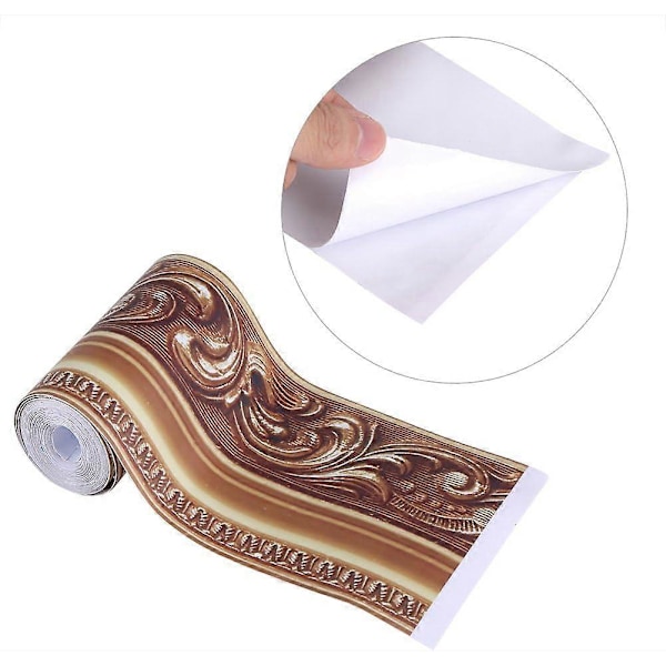 Tapetbord Peel Stick, 3D-mønster Selvklebende Dekorativ Bord, Vanntett Vegg Trim Line Skirting Borddekorasjon for Baderom Stue K