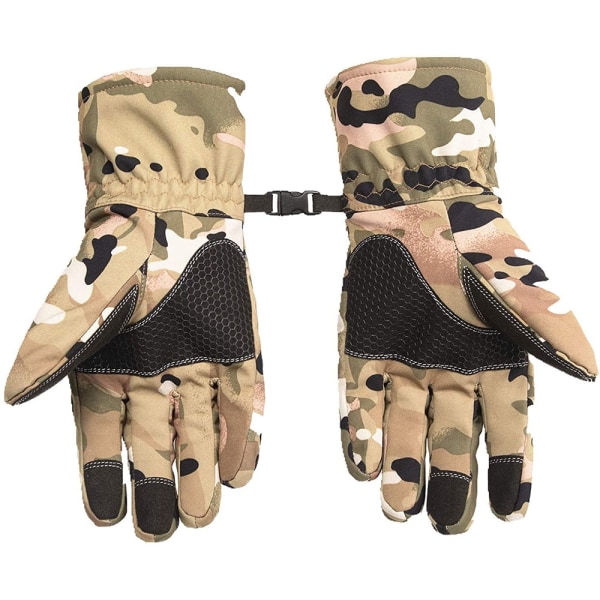 Vinterhandskar Varma Vattentäta Halkfria Fiskehandskar Motorcykelhandskar Vinter Camo Jakt Skidcampinghandskar Desert camouflage XL