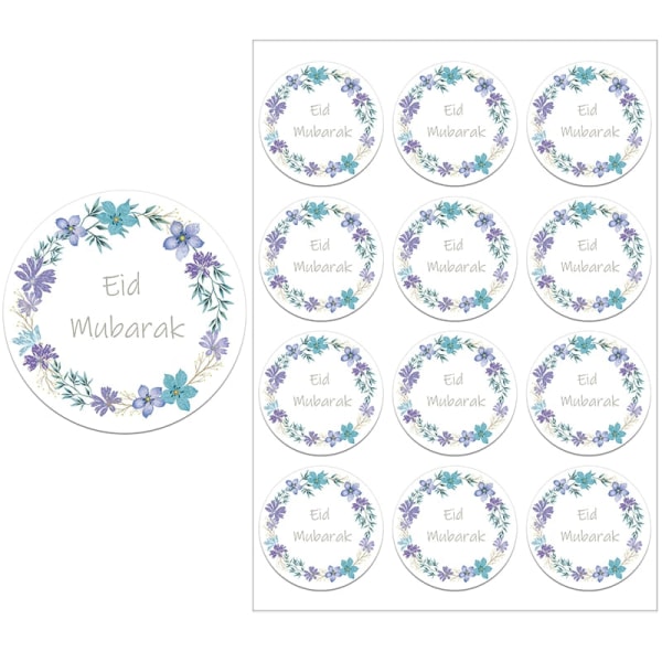 24/48 st EID Mubarak Decor Stickers Ramadan Mubarak Dekoration Islam Muslim Festival Favor Gift Etiketter HAJJ Ramadan Kareem O 24pcs