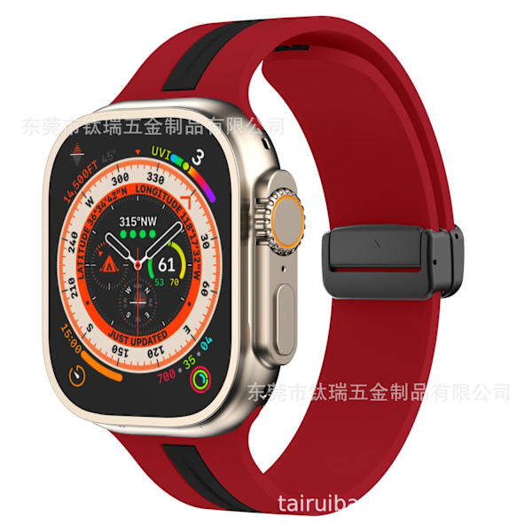 Kellon ranneke Apple Watch iWatch 38/40/41mm punainen ja musta musta solki