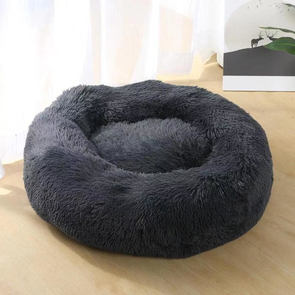 Deluxe Fluffy Ekstra Stor Hundeseng Vaskbar Rund Kjæledyrsofa Kattesenger Matte Hundepute Pute Kjæledyrseng Lavender 80cm
