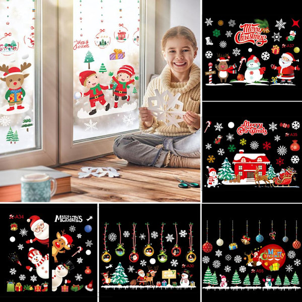 Jul Vägg Fönster Stickers God Jul Dekoration För Hem Julpynt Xmas Navidad Gåva Nyår 17
