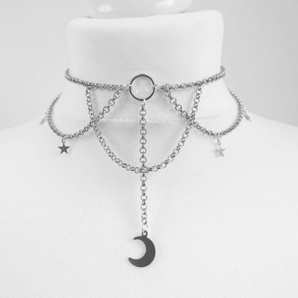 Svart Halvmåne Choker Halskjede Gotisk Grunge Svart Fløyel Smykker Nydelig Dame Anheng Gave Gotisk Uttrykk Goth Ny c211