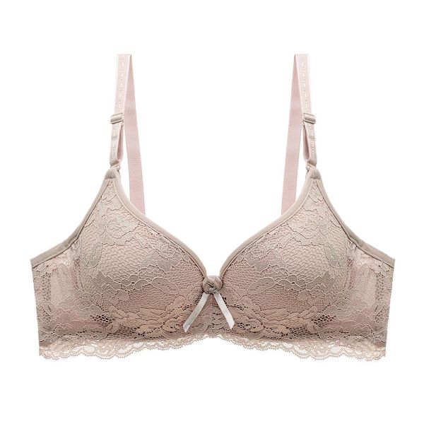 Behåar för Kvinnor Med Bygel Underkläder Spets BH Bralette Sexiga Underkläder Behå BH Topp Beige 34B