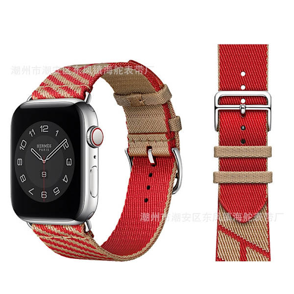 Klockarmband för Apple Watch iWatch 38/40/41 med anslutning aprikos med röd