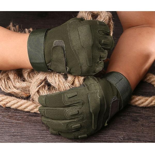 Taktiska Handskar med Hela Fingrar Utomhussporter Cykel Antisladdhandskar Militär Armé Paintball Skytte Airsoft Cykel Halvhandskar Green XL