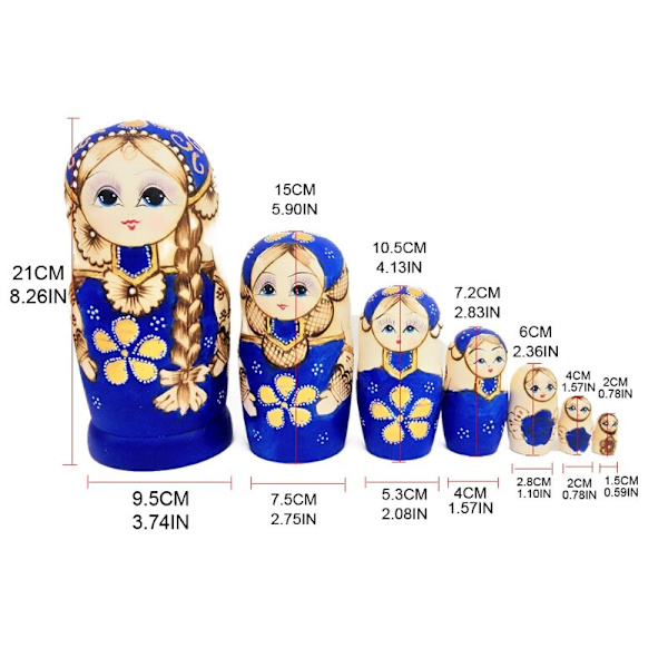 Ryska Dockor i Trä Matryoshka Leksaker för Barn Jul Hem Rum Dekoration Halloween Önskningsgåva 1 SET9