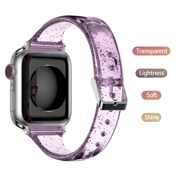 Silikon TPU transparent klockarmband för Apple och Samsung klockor 42/44 glitter green