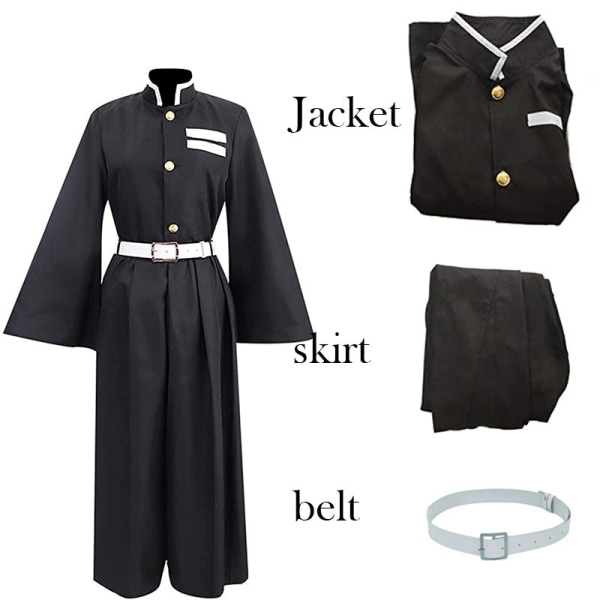 Demon Slayer Kimetsu No Yaiba Cosplay Kostymer Tokitou Muichirou Svart Kjol Vuxen Barn Halloween Kostym Peruk Dräkt style2 S