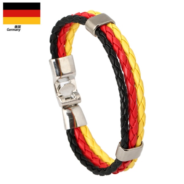 Prydnad Vävd Flagga Flagga Färg Läderarmband Pu imitationsarmband World Cup Country Armband Germany