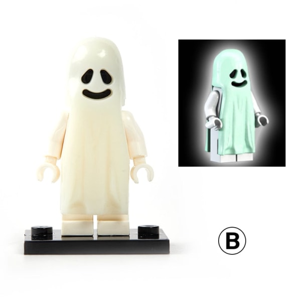 2st/ set Skräck Halloween-serien Byggstenar Lysande leende &amp; Crying Ghost Model Actionfigurer Små klossar Leksaker för barn Default Title