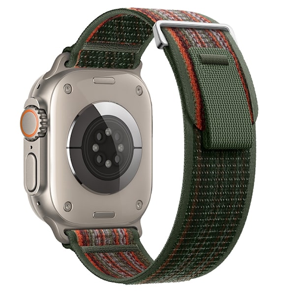 Kellon ranneke Apple Watch iWatch 38/40/41/42mm tumma kuusen vihreä oranssilla