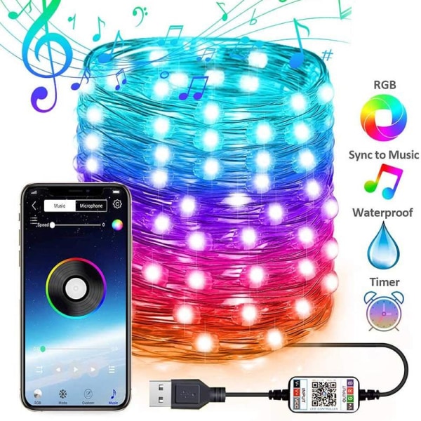 Julgransdekoration Bluetooth ledslingor God jul för hemmet USB smart lampa Navidad Noel Presenter Nyårsdekoration Like the picture Bluetooth APP-10M