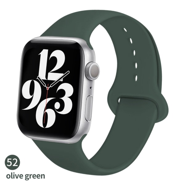 Silikonrem för Apple Watch -band 6 44mm 42mm 40mm 38mm Smart armband av gummi iWatch-band för Series 6 SE 5 4 3 2 se Olive green 38MM or 40MM SM