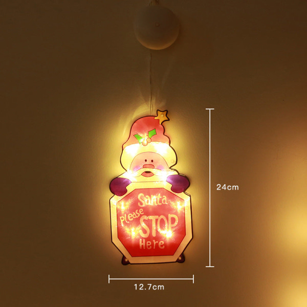 LED Julelyskaster med Sugekopp, Julenisse Snømann Form Vindusdekorasjon Hengende Lampe Juledekorasjonslys Elk [small]]