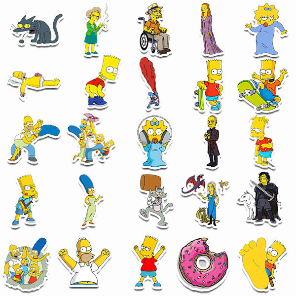 50 kpl Simpson-tarroja vedenpitävä tarra sarjakuvatarra skeittilaudalle reppuun muistikirjaan DIY-paperitarvikkeisiin klassinen lasten lelu lahja 50PCS3