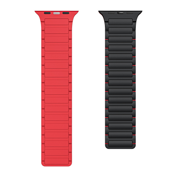 Kellon ranneke Apple Watch iWatch 42/44/45/49mm sukupolville 1-9, musta ja punainen