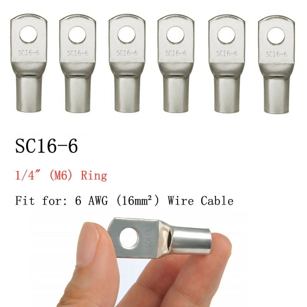 100/50/25/10STK 4-25mm Sortiment Förtennade Koppar Kabelskor Ring Krympterminaler Batterikabel Svetskabelsanslutningssats SC6-8 10