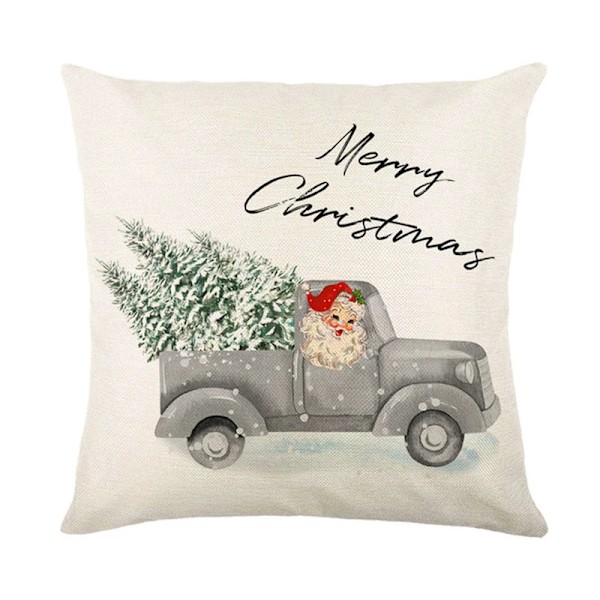 Merry Christmas Kuddfodral 45x45cm Prydnadskudde Vinter Juldekorationer för Hem Träd Hjort Soffa Kuddfodral 33