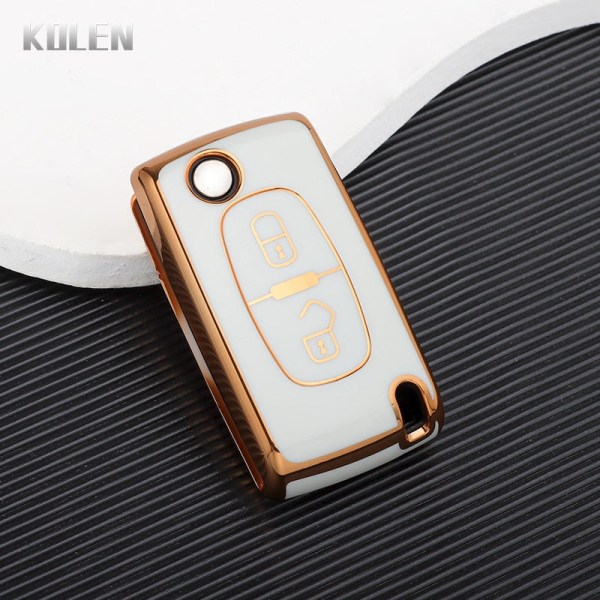 TPU Bil Fjärrkontroll Nyckel Fodral Skal För Peugeot 107 207 307 308 407 607 3008 5008 För Citroen Xsara Picasso C5 C6 C8 Nyckellös 3 Button Gray