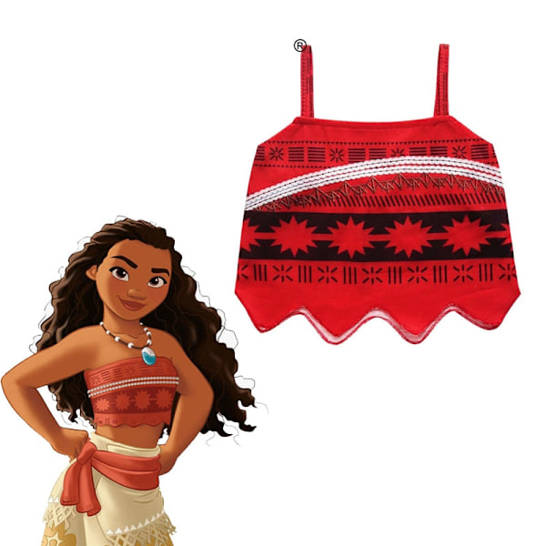 Barn Flickor Kläder Cosplay Kostymer Moana Prinsessklänning Vaiana Äventyr Sommar Strand Outfit Halloween Party Fancy Halsband Set Only Costume 6T