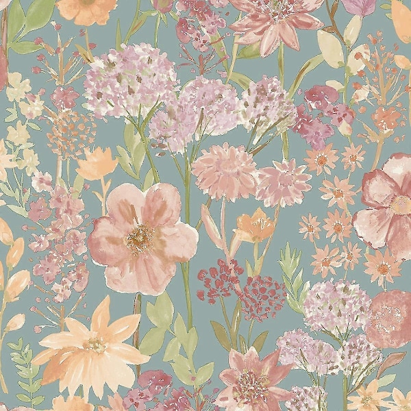 Vildblommor Tapet Grandeco Rosa/Blå Pink/Blue