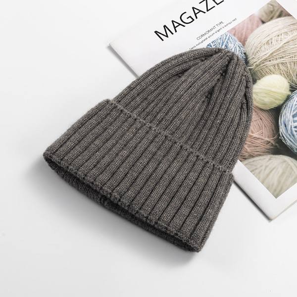 Höst och Vinter Stickad Mössa Dam Mode Bomull Kashmir Koreansk Varm Yllemössa Enfärgad Kant Herr Pullover 20B119 khaki Average size