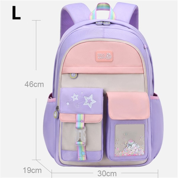 Barn skolväskor för flickor Barn väska Primär Ortopediska skolryggsäckar Prinsessryggsäck Skolväska ryggsäck Sac Mochila L purple2