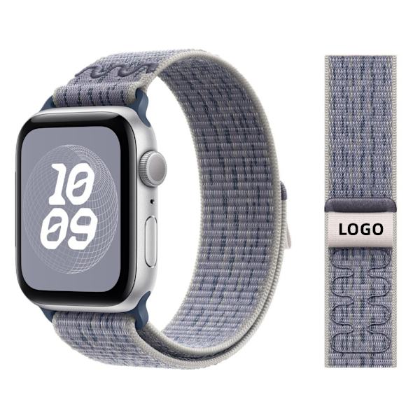 Klockarmband för Apple Watch iWatch 38/40/41/42mm-S10 grå med blå med LOGO