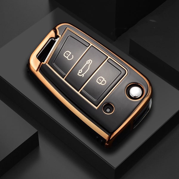 Nytt TPU Bil Flip Nyckelfodral Skal för Golf 7 MK7 Tiguan MK2 för Seat Ateca Leon FR Ibiza Skoda Octavia Kodiaq gray