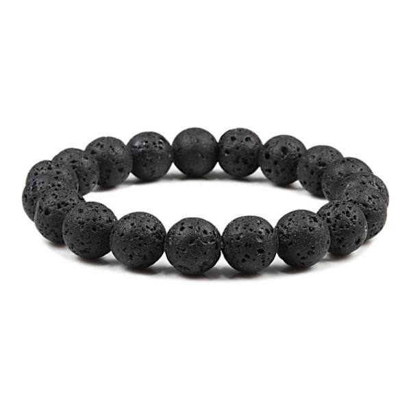 Buddha Sort Hvid Natursten Lava Perler Armbånd Mænd Kvinder Rosenkrans Armbånd Meditation Armringe Yoga Smykker Gave 10mm Matte Black