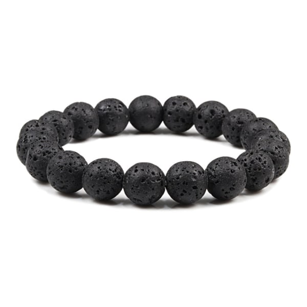 Buddha Svart Vit Natursten Rock Lava Beads Strand Armband Män Kvinnor Rosenkrans Armband Meditation Armband Yoga Smycken Present 6mm White