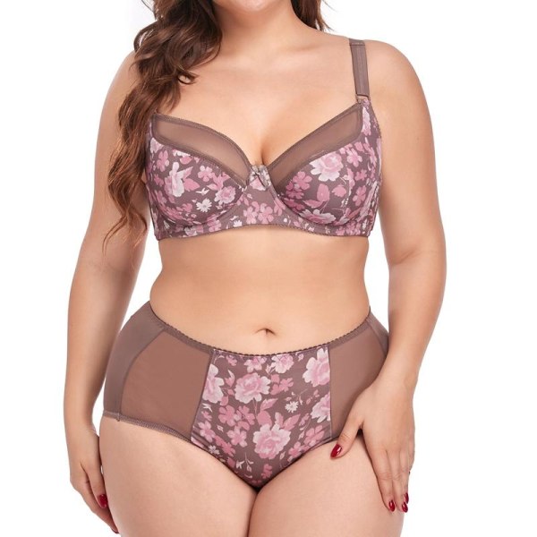 Erittäin ohut plus-koon rintaliivisetti 38-48 D-kuppi naisten alusvaatesetti L-5Xl isokokoiset pikkuhousut Red 105D